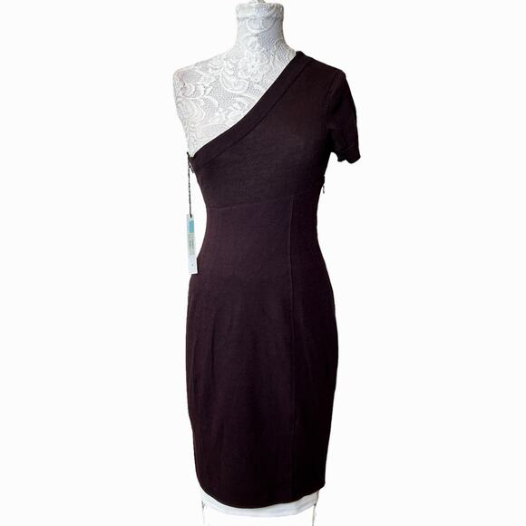Susana Monaco One Shoulder Mixed Media Dress Short Sleeve Purple Women Small NWT - Picture 1 of 9